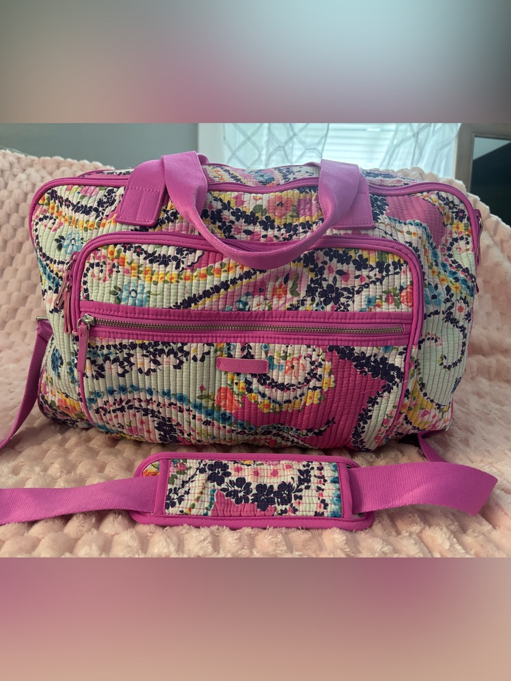 Vera Bradley Pink Quilted Floral Travel Duffel
